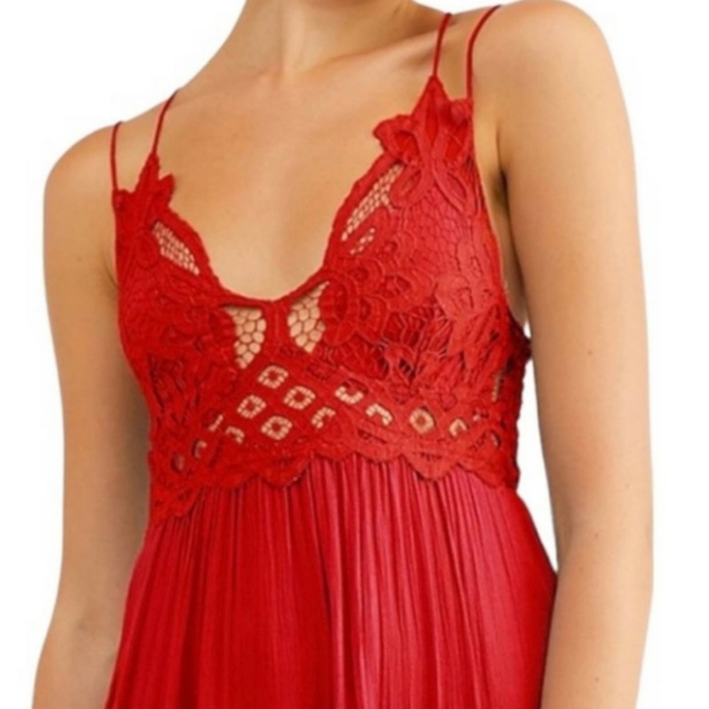 Free People Adella Slip Maxi Dress Red XS Nwt - Picture 2 of 7